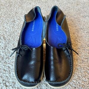 Empress of Australia Black Leather Loafers for Women